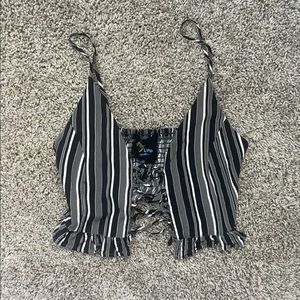 blue life (plant blue) tank top with tie in front
